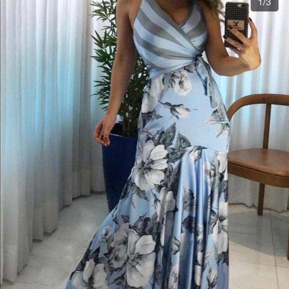 Dresses & Skirts - Floral and striped dress